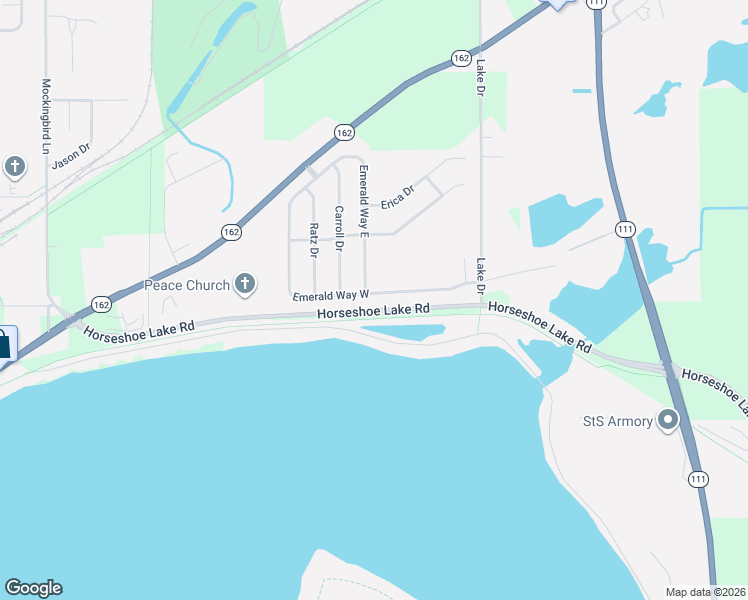 map of restaurants, bars, coffee shops, grocery stores, and more near 178 Emerald Way East in Pontoon Beach