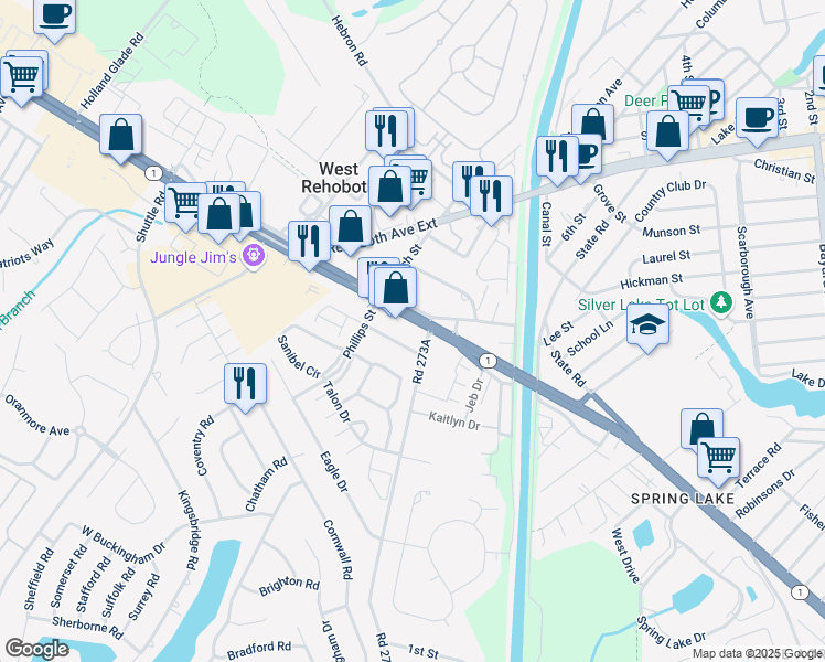 map of restaurants, bars, coffee shops, grocery stores, and more near in Sussex County