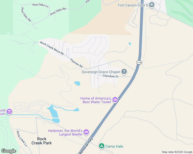 map of restaurants, bars, coffee shops, grocery stores, and more near 8360 Piute Road in Colorado Springs
