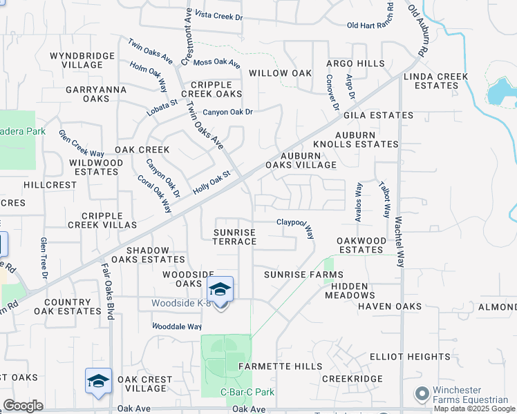 map of restaurants, bars, coffee shops, grocery stores, and more near 8307 Big Oak Drive in Citrus Heights