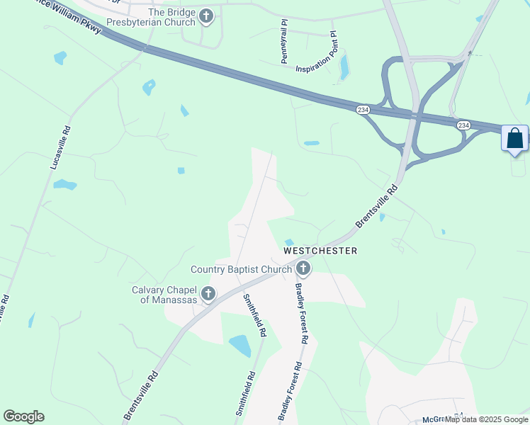 map of restaurants, bars, coffee shops, grocery stores, and more near 11305 Smithfield Road in Manassas