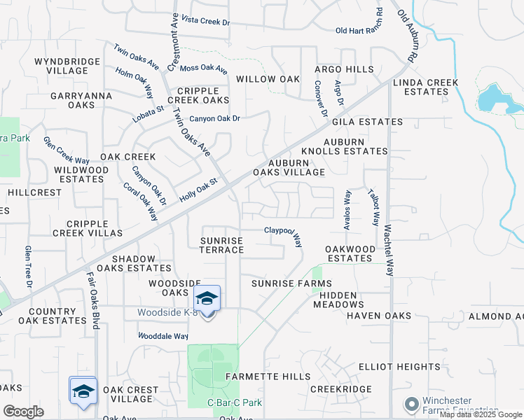 map of restaurants, bars, coffee shops, grocery stores, and more near 8307 Big Oak Drive in Citrus Heights