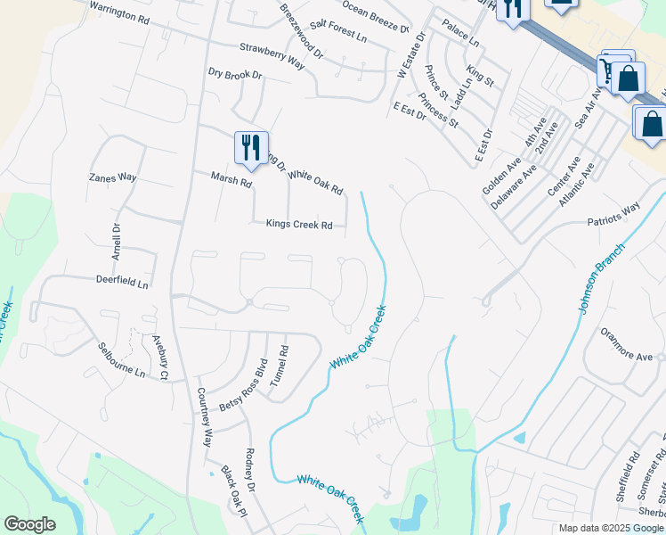 map of restaurants, bars, coffee shops, grocery stores, and more near 11 Wanoma Circle in Rehoboth Beach