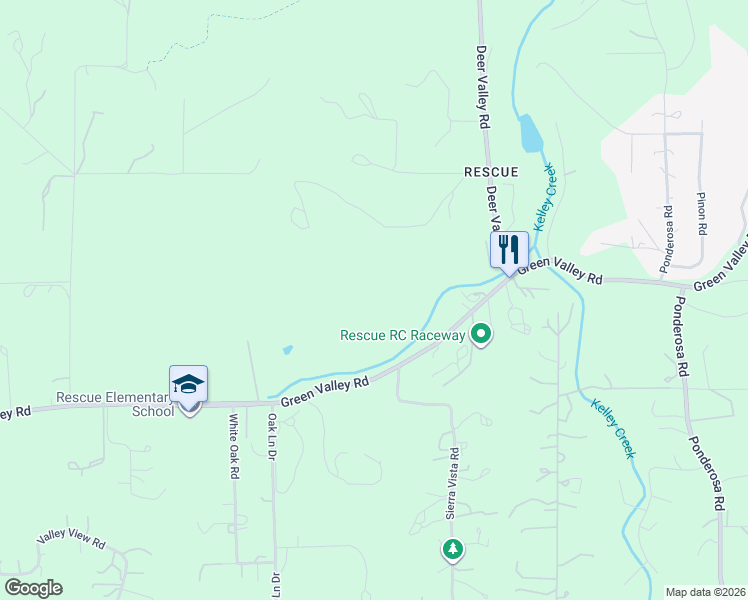 map of restaurants, bars, coffee shops, grocery stores, and more near 5210 Deer Valley Road in Rescue