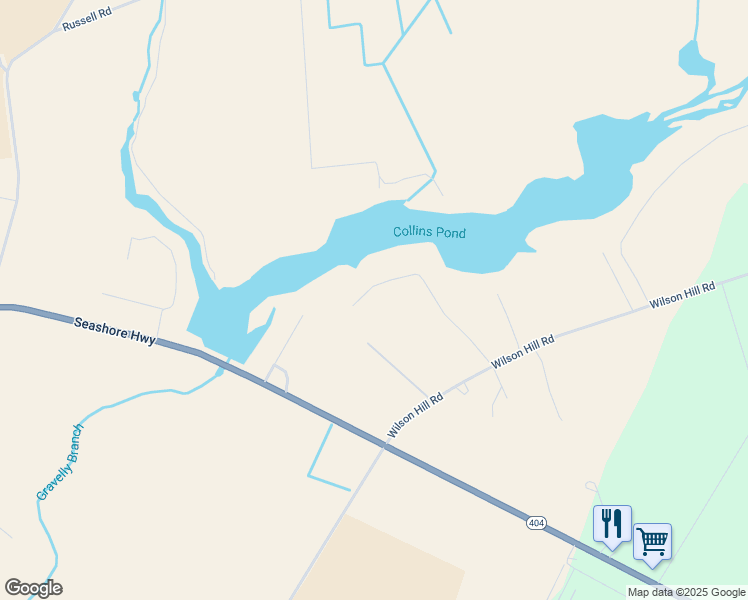 map of restaurants, bars, coffee shops, grocery stores, and more near 13604 Collins Pond Road East in Georgetown