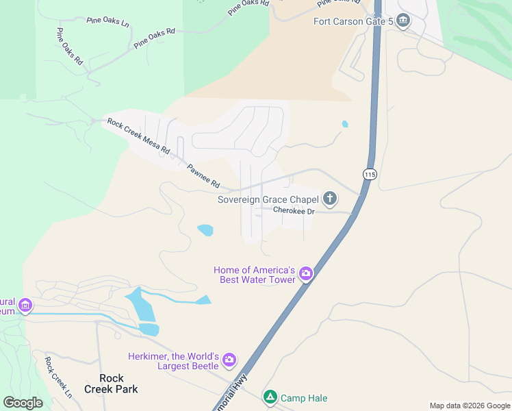 map of restaurants, bars, coffee shops, grocery stores, and more near 8360 Piute Road in Colorado Springs