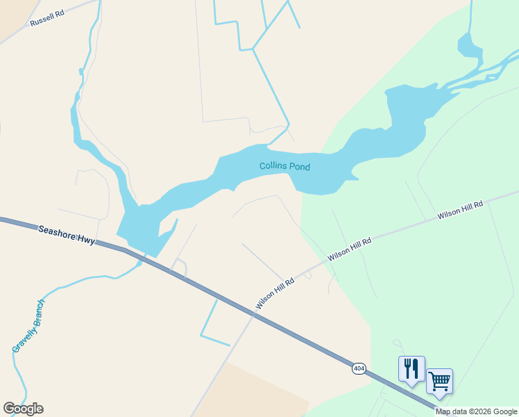 map of restaurants, bars, coffee shops, grocery stores, and more near 13604 Collins Pond Road East in Georgetown