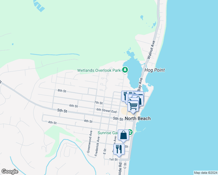 map of restaurants, bars, coffee shops, grocery stores, and more near 3919 Sea Bass Court in North Beach