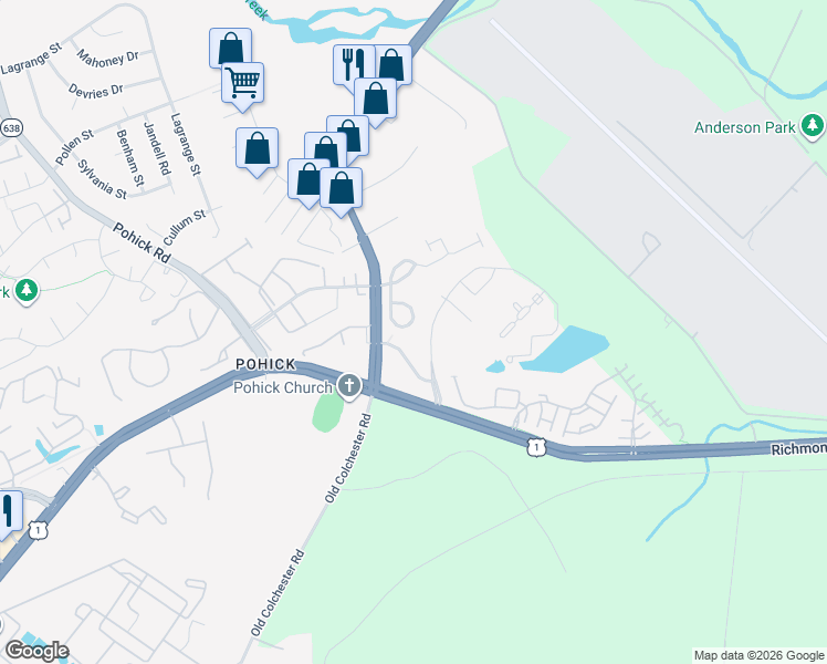 map of restaurants, bars, coffee shops, grocery stores, and more near 7220 Lyndam Hill Circle in Lorton