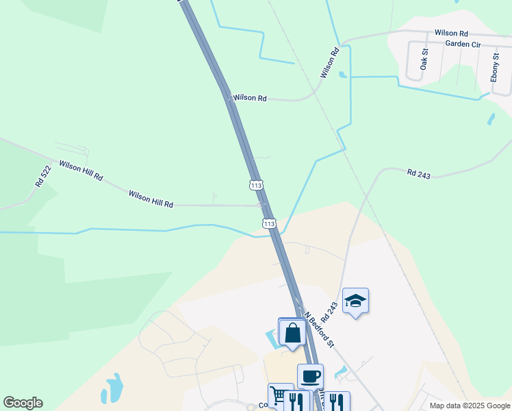 map of restaurants, bars, coffee shops, grocery stores, and more near Wilson Hill Road in Georgetown
