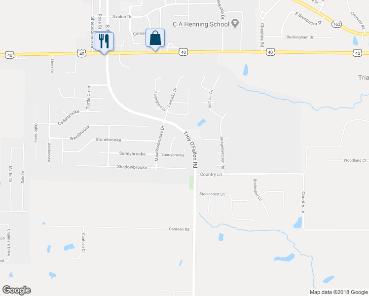 map of restaurants, bars, coffee shops, grocery stores, and more near 99 Maplebrooke Court in Troy
