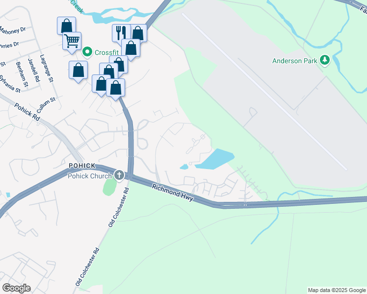 map of restaurants, bars, coffee shops, grocery stores, and more near 9140 Belvoir Woods Parkway in Fort Belvoir