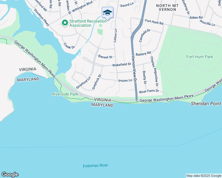 map of restaurants, bars, coffee shops, grocery stores, and more near 9059 Tower House Place in Alexandria