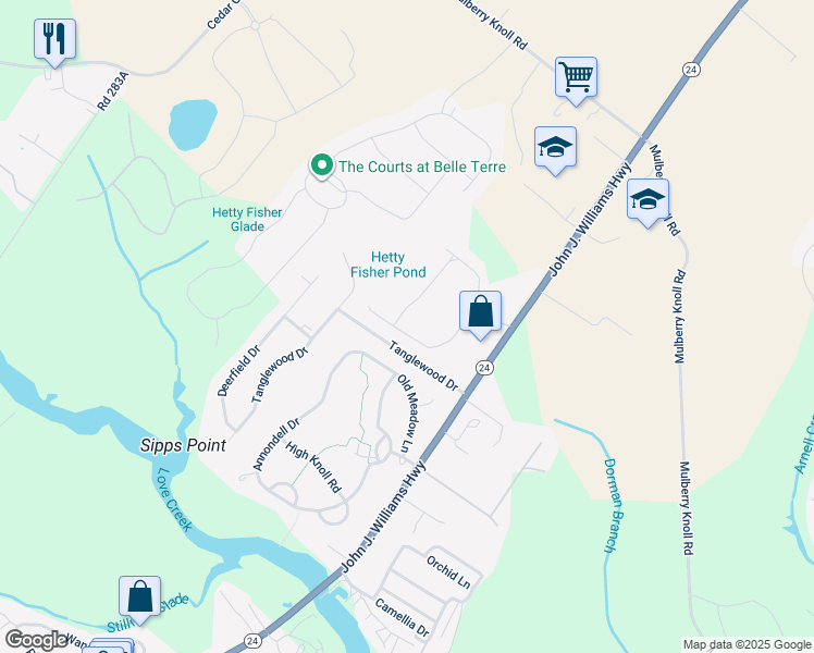 map of restaurants, bars, coffee shops, grocery stores, and more near 22584 Ocala Way in Lewes