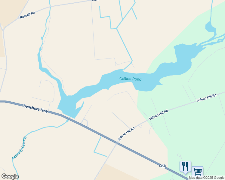 map of restaurants, bars, coffee shops, grocery stores, and more near 13635 Collins Pond Road East in Georgetown