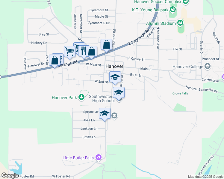 map of restaurants, bars, coffee shops, grocery stores, and more near 273 South Main Cross Street in Hanover