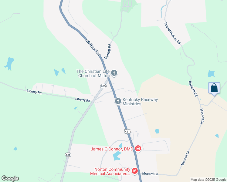 map of restaurants, bars, coffee shops, grocery stores, and more near 10967 U.S. 421 in Milton