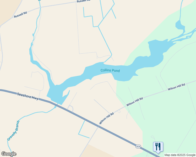 map of restaurants, bars, coffee shops, grocery stores, and more near 13635 Collins Pond Road East in Georgetown