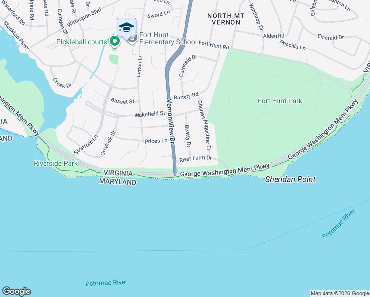 map of restaurants, bars, coffee shops, grocery stores, and more near 9024 Beatty Dr in Alexandria