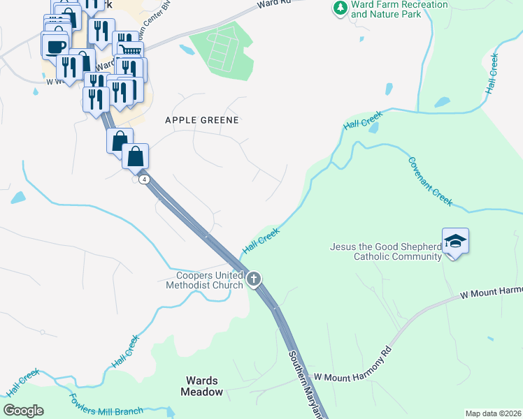 map of restaurants, bars, coffee shops, grocery stores, and more near 9803 Empire Court in Dunkirk