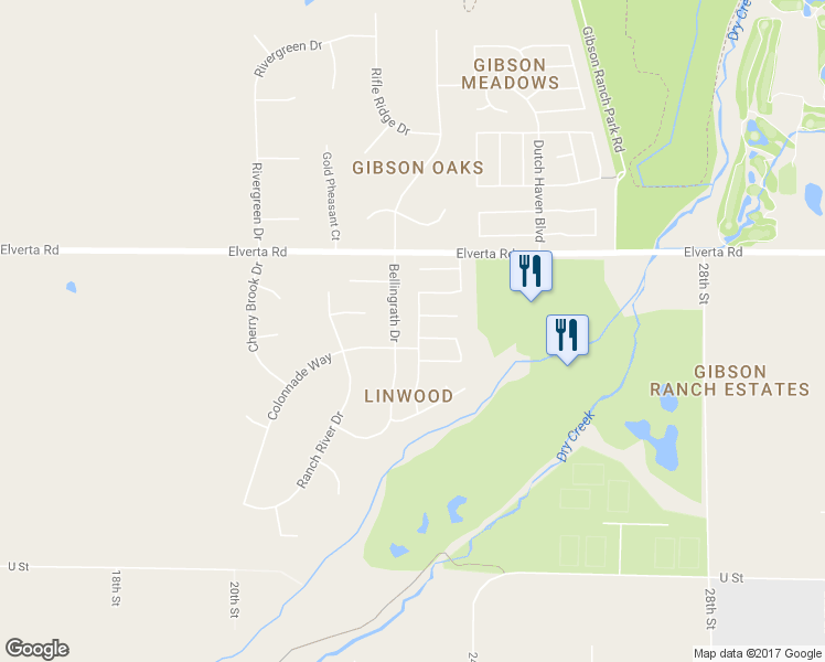 map of restaurants, bars, coffee shops, grocery stores, and more near 7865 Dominion Way in Elverta