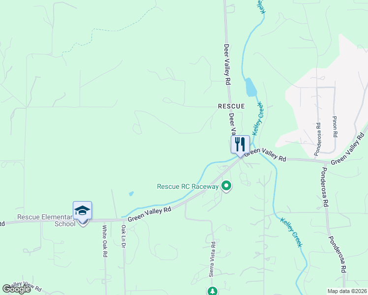map of restaurants, bars, coffee shops, grocery stores, and more near 5210 Deer Valley Road in Rescue