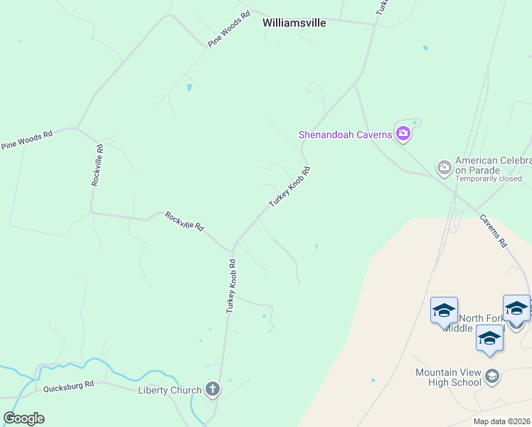 map of restaurants, bars, coffee shops, grocery stores, and more near 775 Turkey Knob Road in Quicksburg