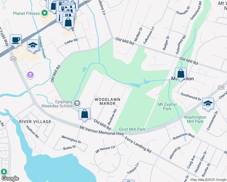map of restaurants, bars, coffee shops, grocery stores, and more near 9019 McNair Drive in Alexandria