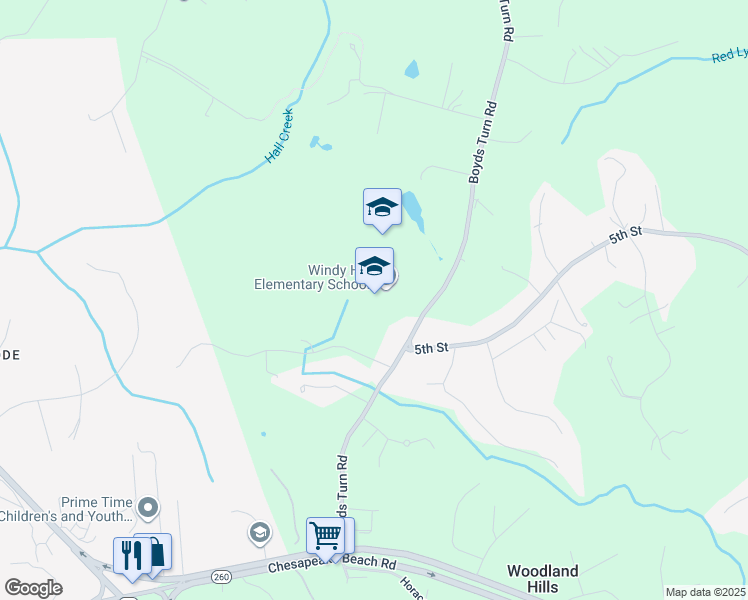 map of restaurants, bars, coffee shops, grocery stores, and more near 9550 Boyds Turn Road in Owings
