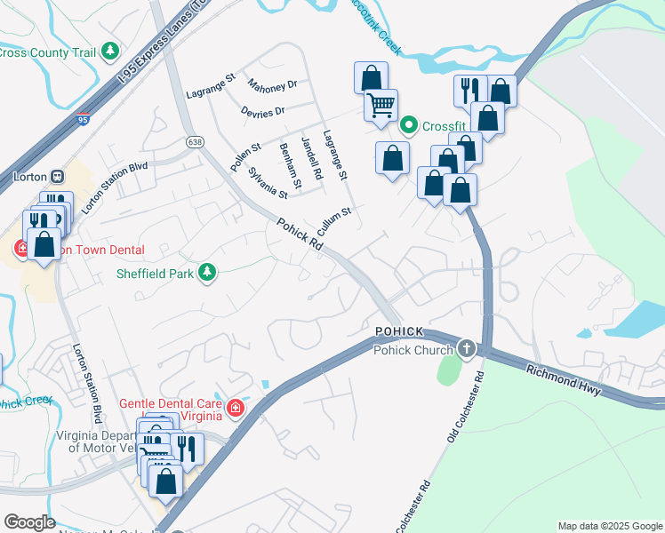 map of restaurants, bars, coffee shops, grocery stores, and more near 9098 Marie Court in Lorton