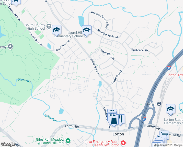 map of restaurants, bars, coffee shops, grocery stores, and more near 9071 Power House Road in Lorton