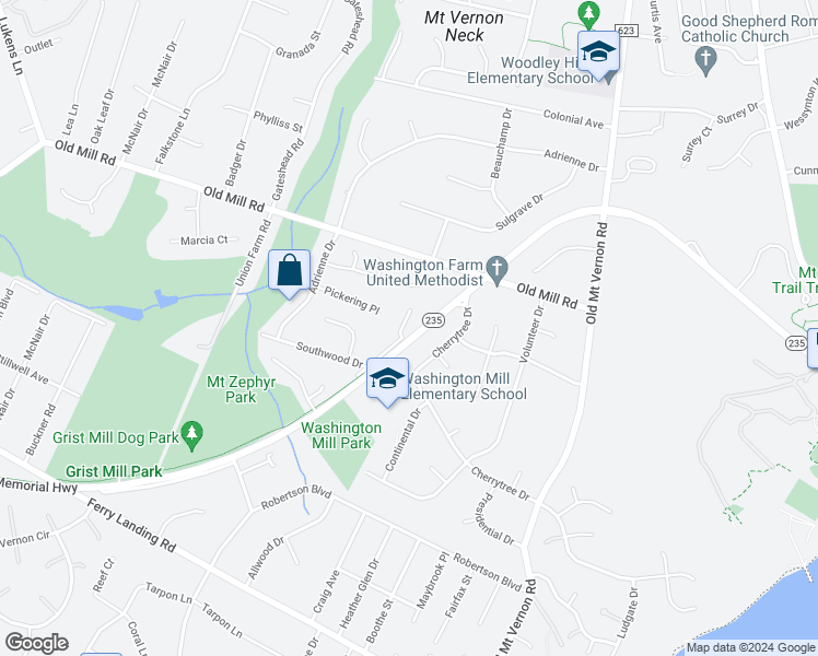map of restaurants, bars, coffee shops, grocery stores, and more near 9019 Admiral Vernon Terrace in Alexandria