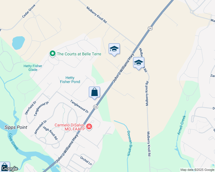 map of restaurants, bars, coffee shops, grocery stores, and more near 20000 John J Williams Highway in Lewes