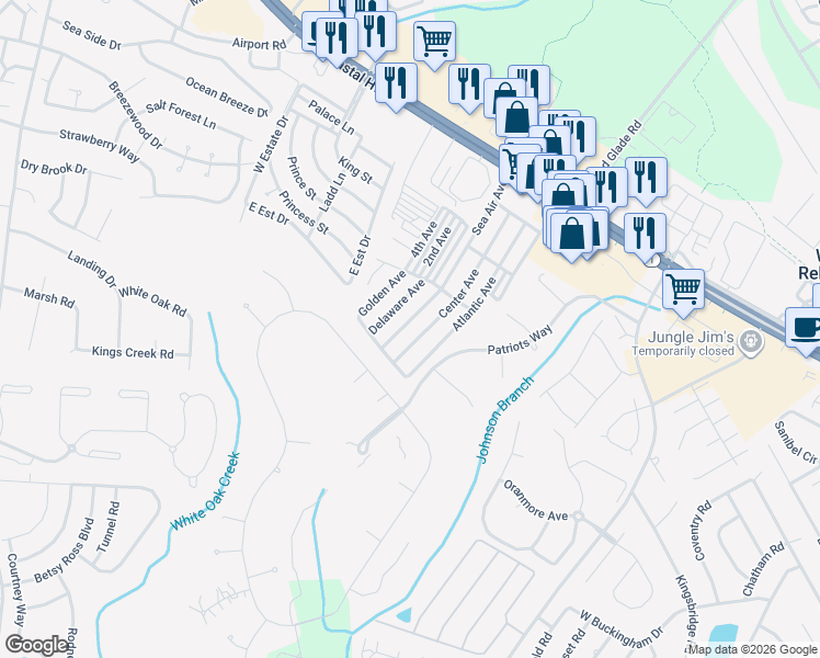 map of restaurants, bars, coffee shops, grocery stores, and more near 19921 Sea Air Avenue in Rehoboth Beach