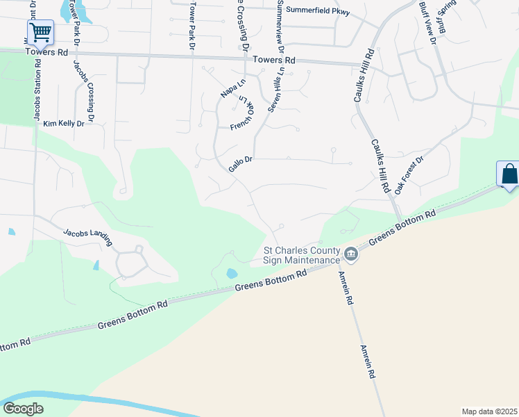 map of restaurants, bars, coffee shops, grocery stores, and more near 696 Napa Lane in Saint Charles