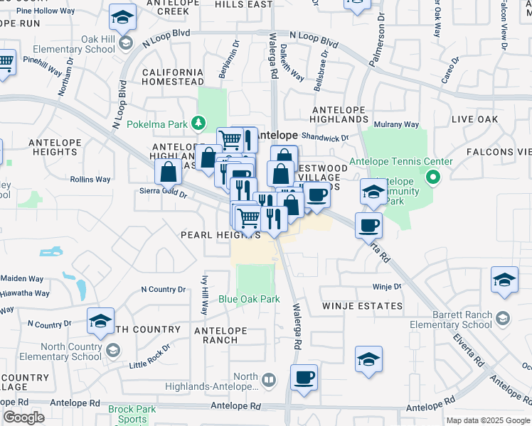 map of restaurants, bars, coffee shops, grocery stores, and more near in Antelope
