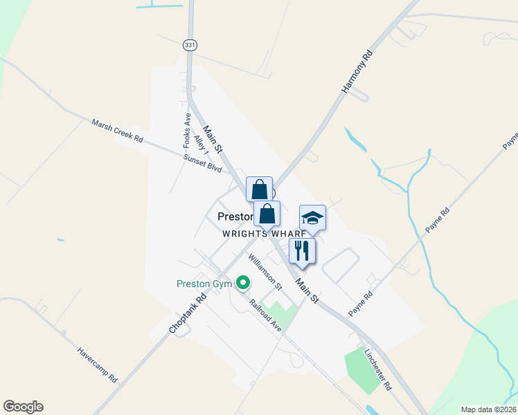 map of restaurants, bars, coffee shops, grocery stores, and more near in Preston