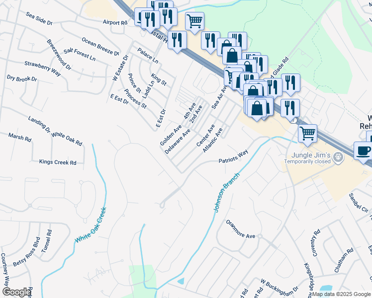 map of restaurants, bars, coffee shops, grocery stores, and more near 19913 Sea Air Avenue in Rehoboth Beach
