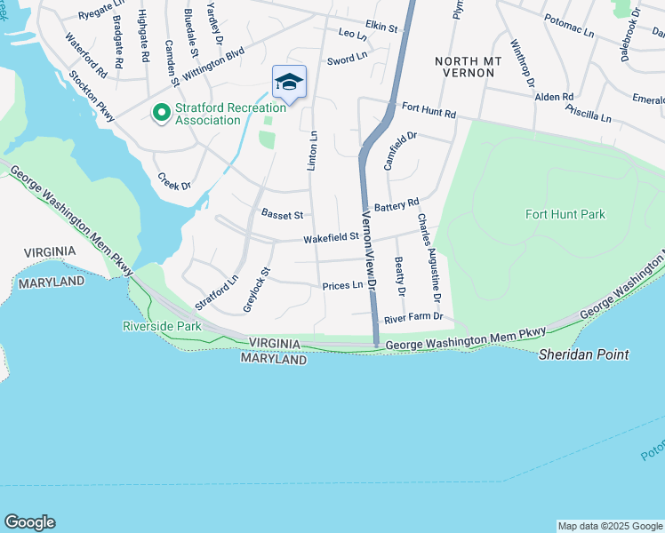 map of restaurants, bars, coffee shops, grocery stores, and more near 1915 Westfield Street in Alexandria