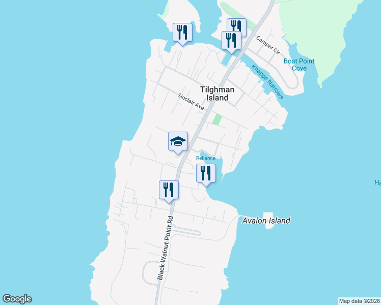 map of restaurants, bars, coffee shops, grocery stores, and more near 5909 Tilghman Island Road in Tilghman Island