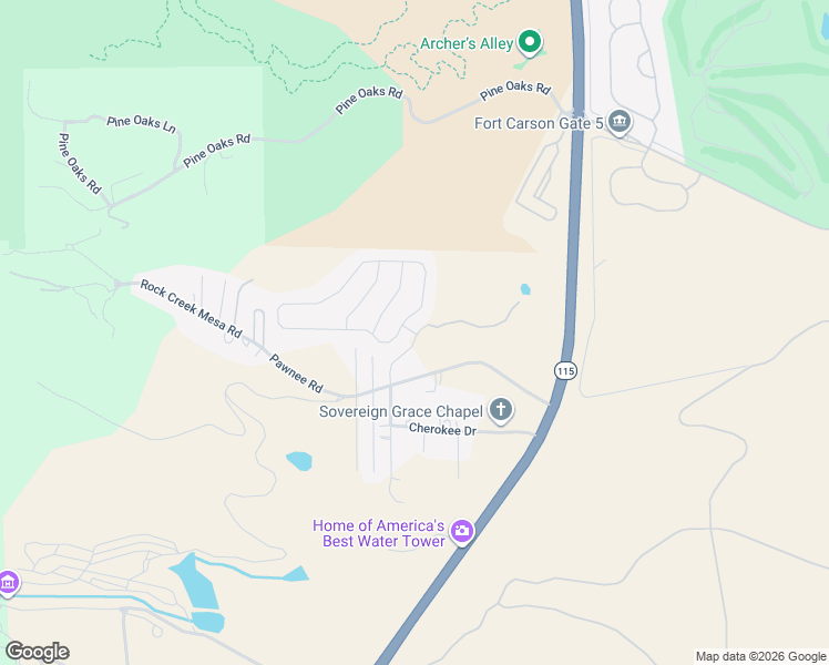 map of restaurants, bars, coffee shops, grocery stores, and more near 7160 Piute Road in Colorado Springs