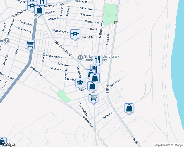 map of restaurants, bars, coffee shops, grocery stores, and more near 850 Muriel Street in St. Louis