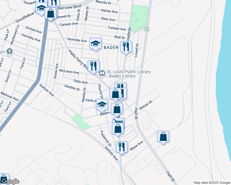 map of restaurants, bars, coffee shops, grocery stores, and more near 850 Muriel Street in St. Louis
