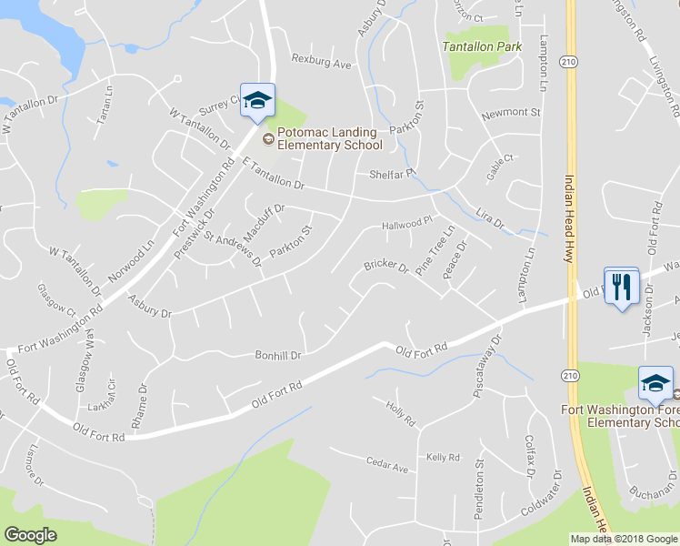 map of restaurants, bars, coffee shops, grocery stores, and more near 12910 Hallwood Place in Fort Washington
