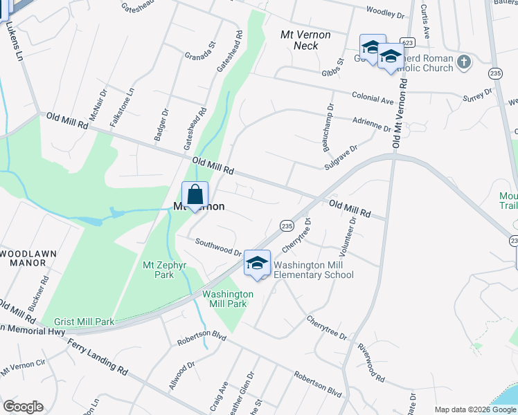 map of restaurants, bars, coffee shops, grocery stores, and more near 4207 Dandridge Terrace in Alexandria