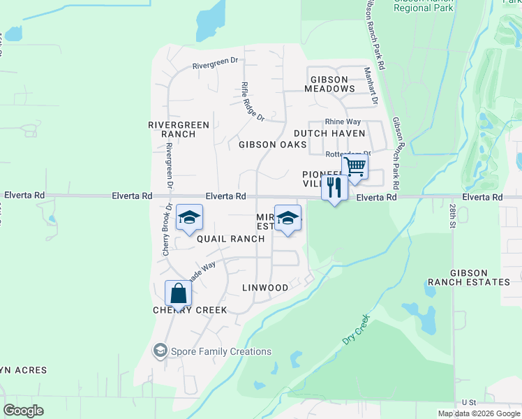 map of restaurants, bars, coffee shops, grocery stores, and more near 2220 Cape Coral Court in Elverta