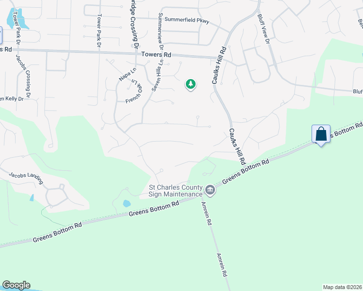map of restaurants, bars, coffee shops, grocery stores, and more near 3933 Rhine Court in Saint Charles