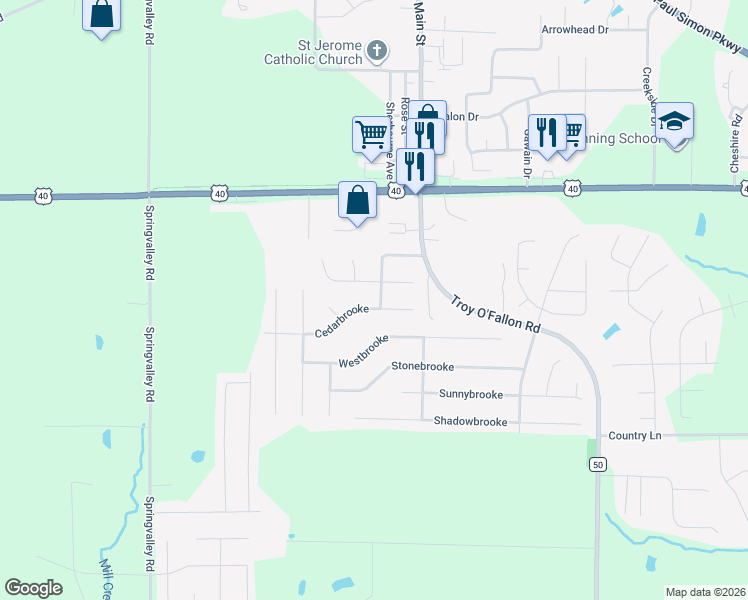 map of restaurants, bars, coffee shops, grocery stores, and more near 29 Cedarbrooke in Troy
