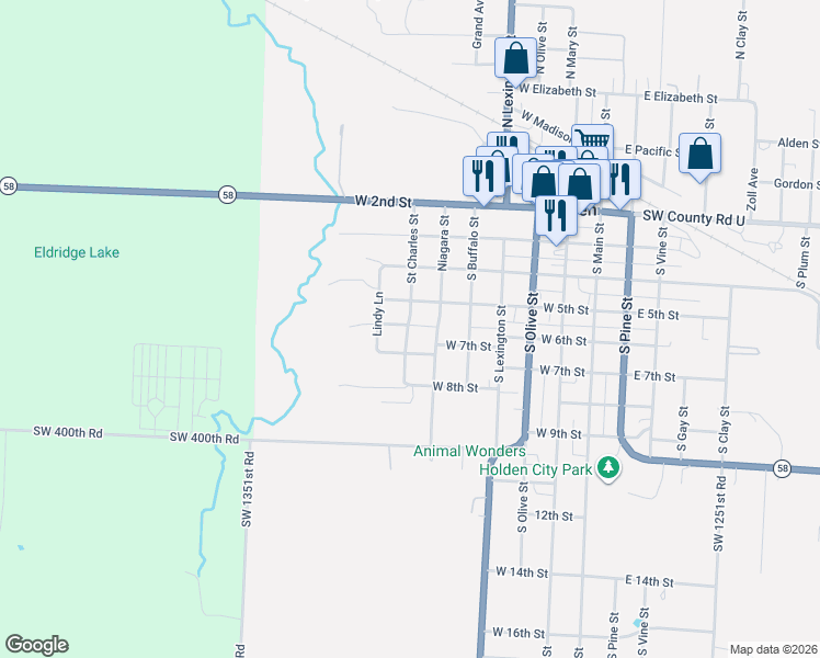 map of restaurants, bars, coffee shops, grocery stores, and more near 500 Saint Charles Street in Holden