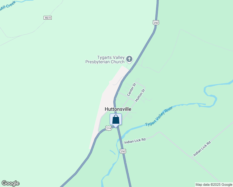 map of restaurants, bars, coffee shops, grocery stores, and more near U.S. 219 in Huttonsville